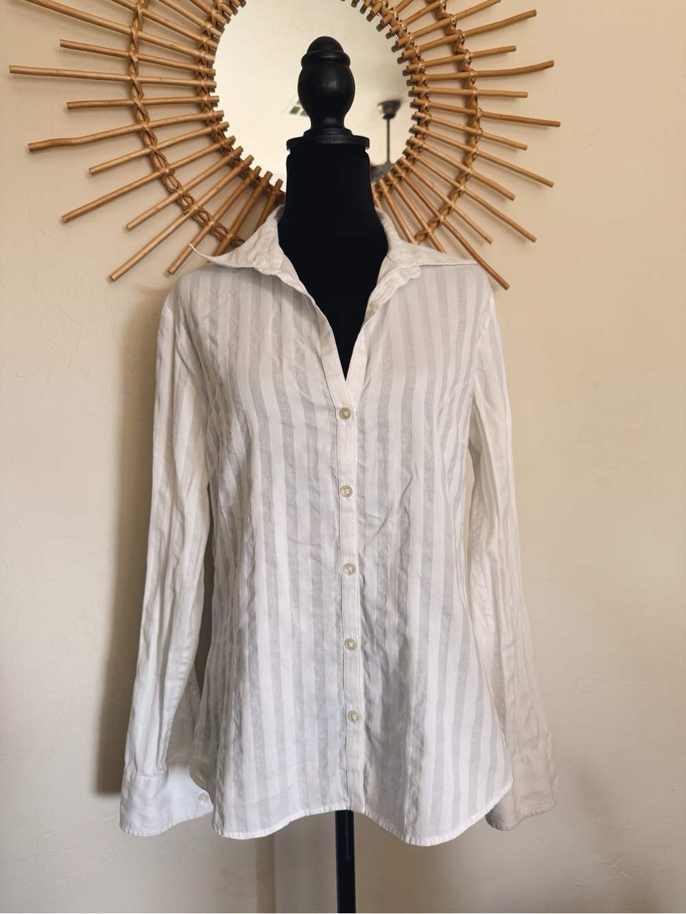 Classic White Striped Button-Up Shirt